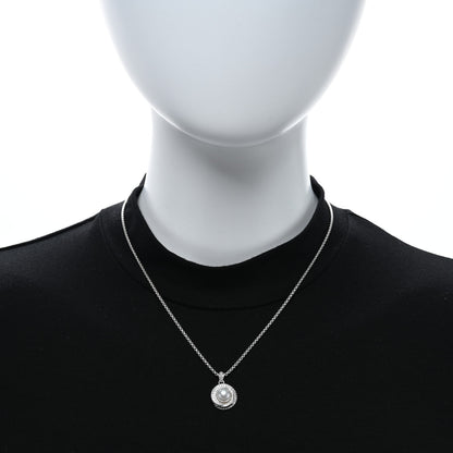 David Yurman Sterling Silver Diamond Pearl 8mm Crossover Pendant Necklace 3 of 4