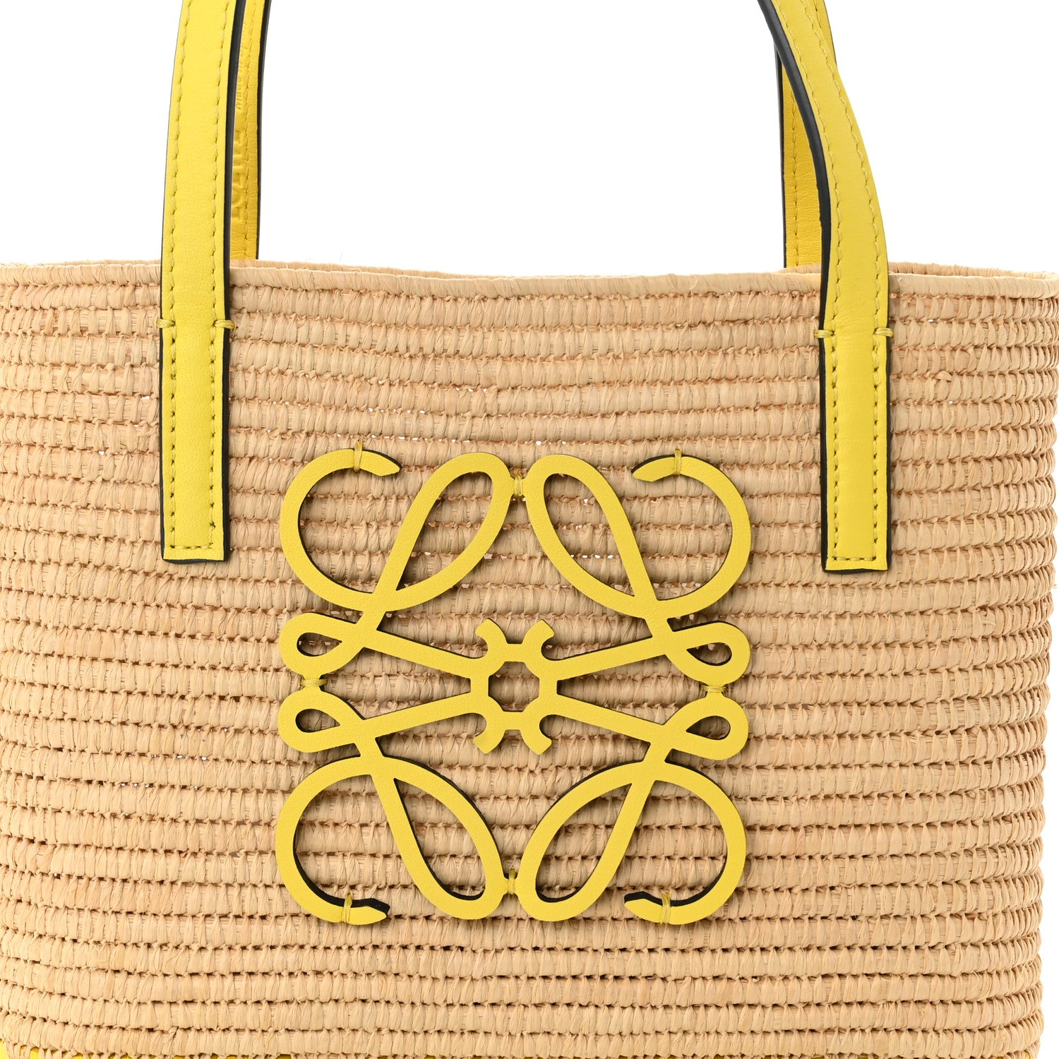 Loewe Raffia Square Mini Anagram Basket Tote Bag Natural Yellow 8 of 10