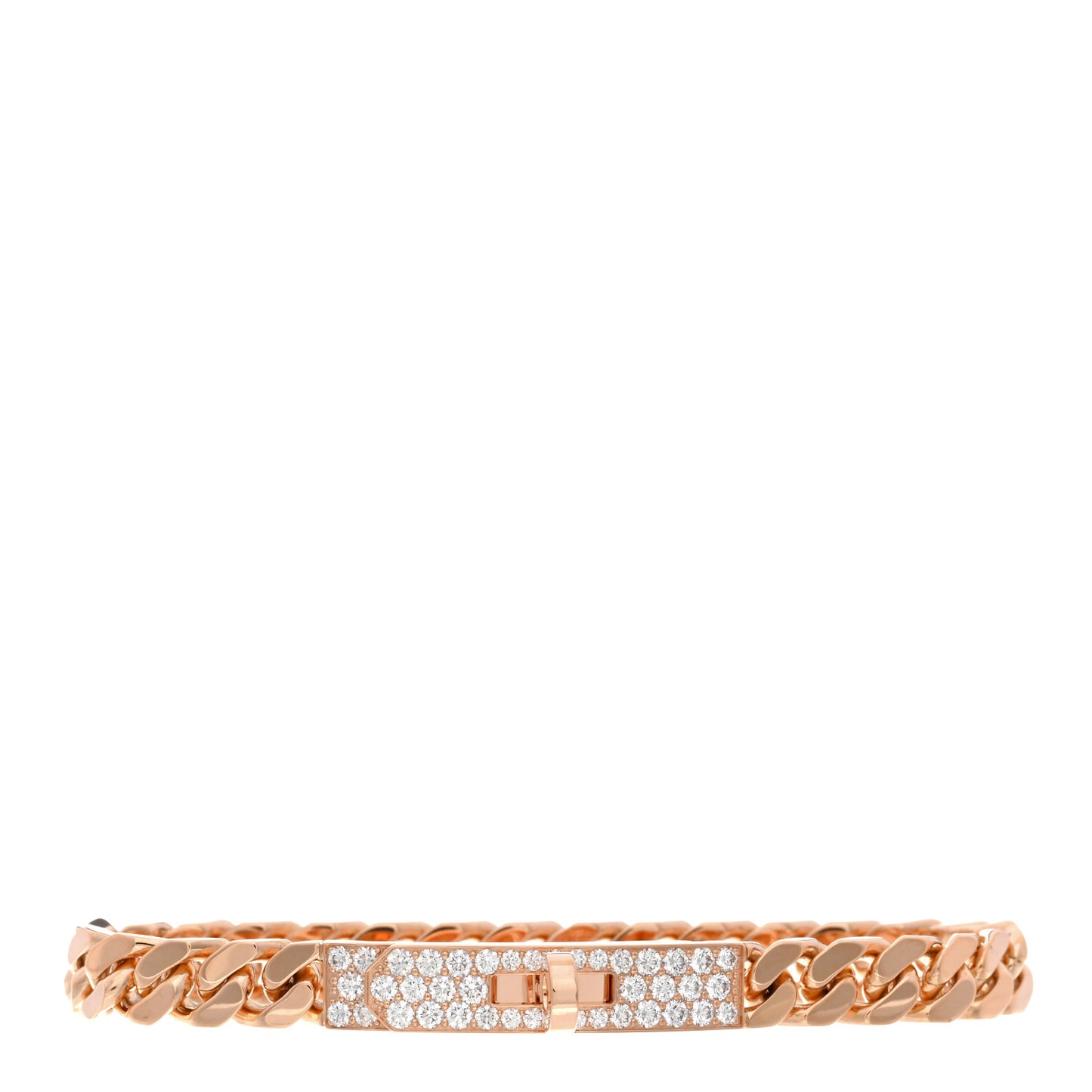 18K Rose Gold Diamond PM Kelly Gourmette Bracelet SH