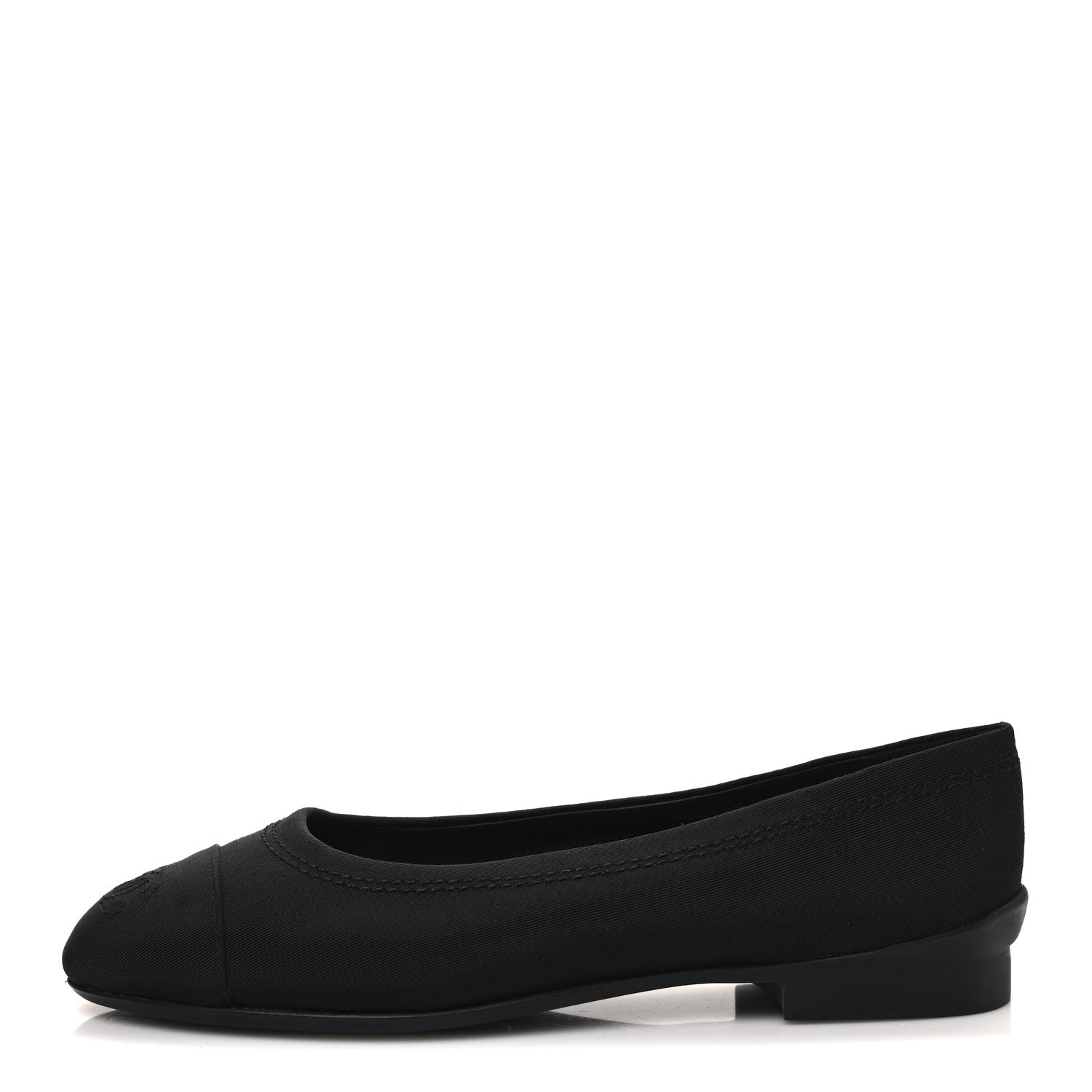 Chanel Grosgrain Cap Toe Uniform Ballerina Flats 36.5 Black 1 of 10