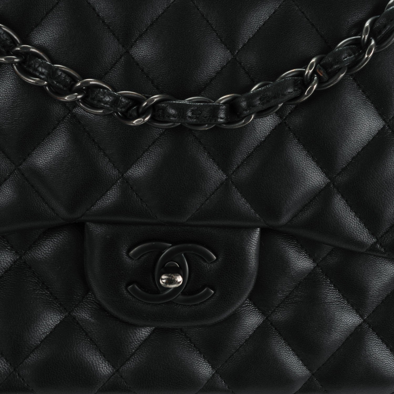 Chanel Lambskin Quilted Jumbo Double Flap So Black 9 of 12