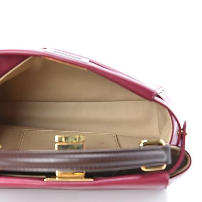 Fendi Nappa Mini Peekaboo Iconic Satchel Black Cherry Brown 5 of 13