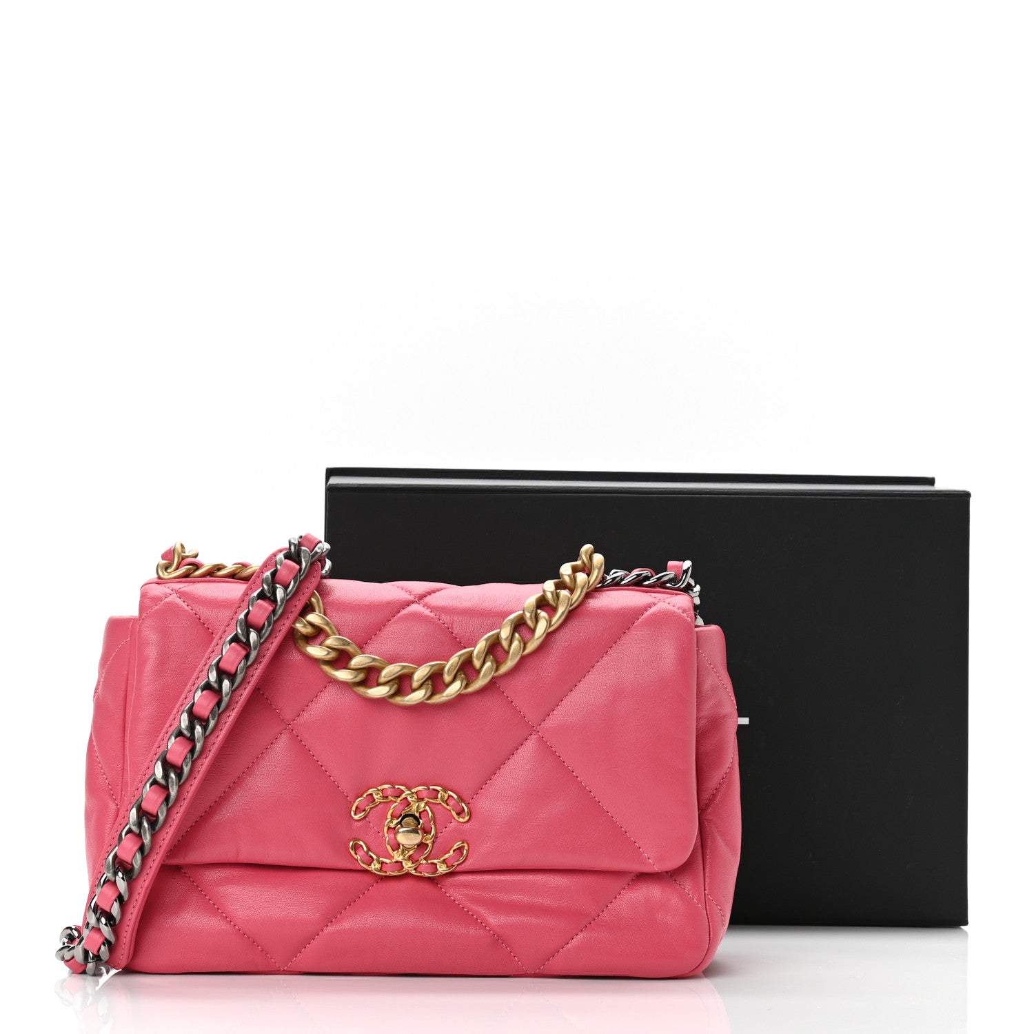 Chanel Lambskin Quilted Medium Chanel 19 Flap Pink 11 of 11