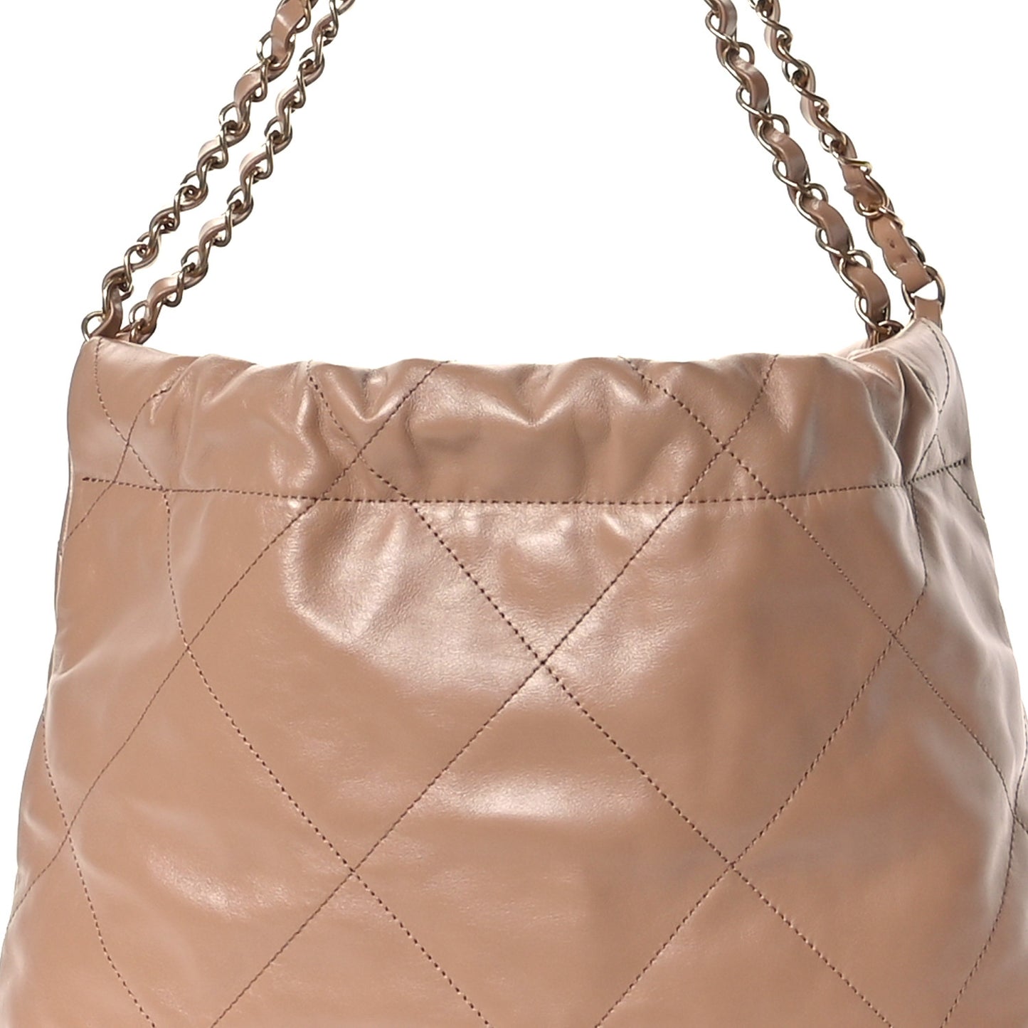Shiny Calfskin Quilted Small Chanel 22 Beige