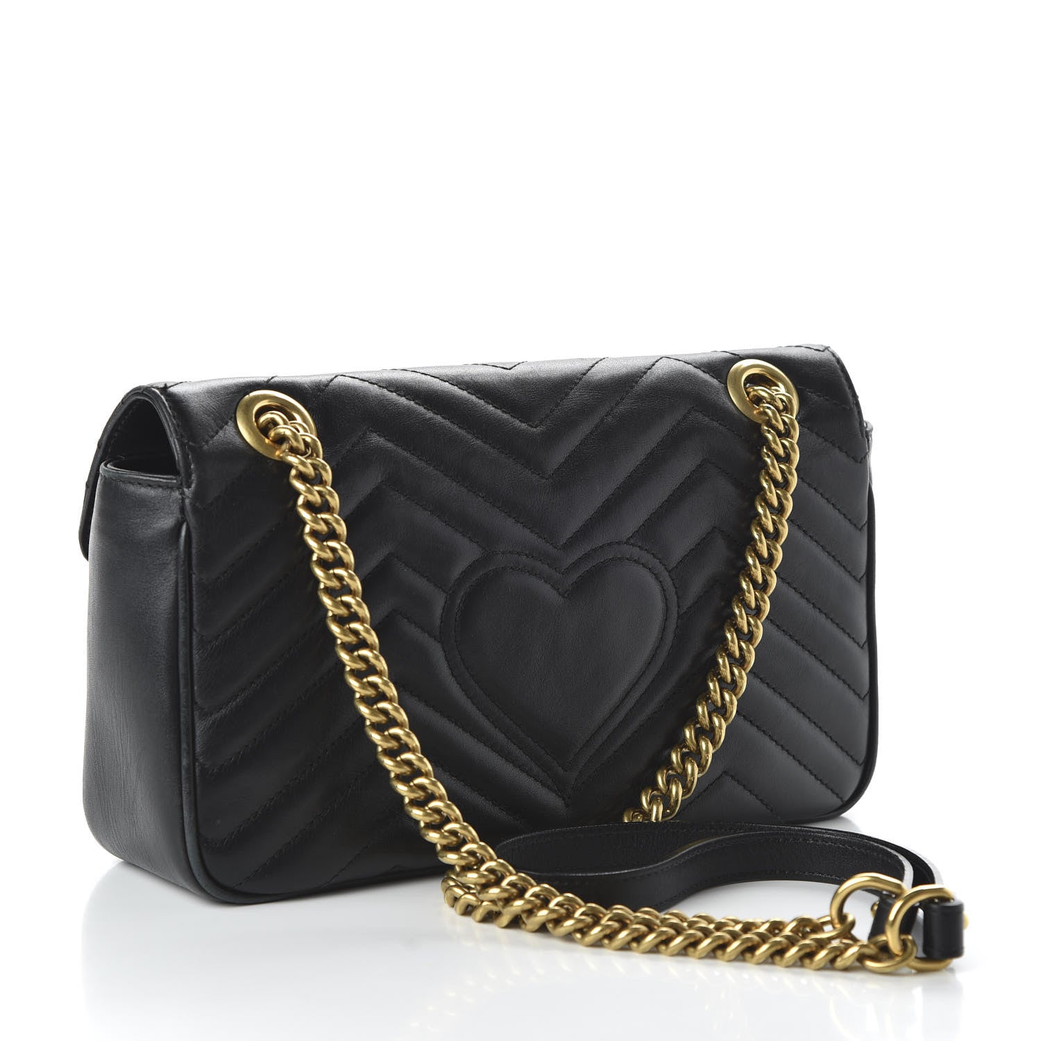 Gucci Calfskin Matelasse Small GG Marmont Shoulder Bag Black 3 of 11