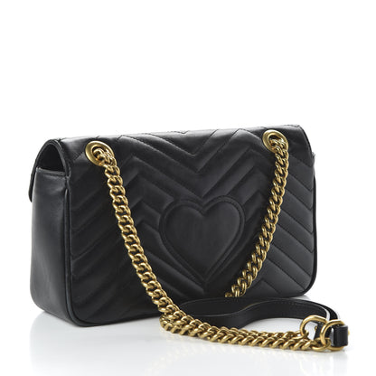 Gucci Calfskin Matelasse Small GG Marmont Shoulder Bag Black 3 of 11
