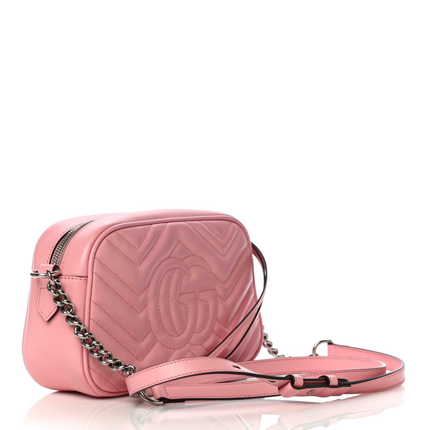 Gucci Calfskin Matelasse Small GG Marmont Chain Shoulder Bag Wild Rose 2 of 13