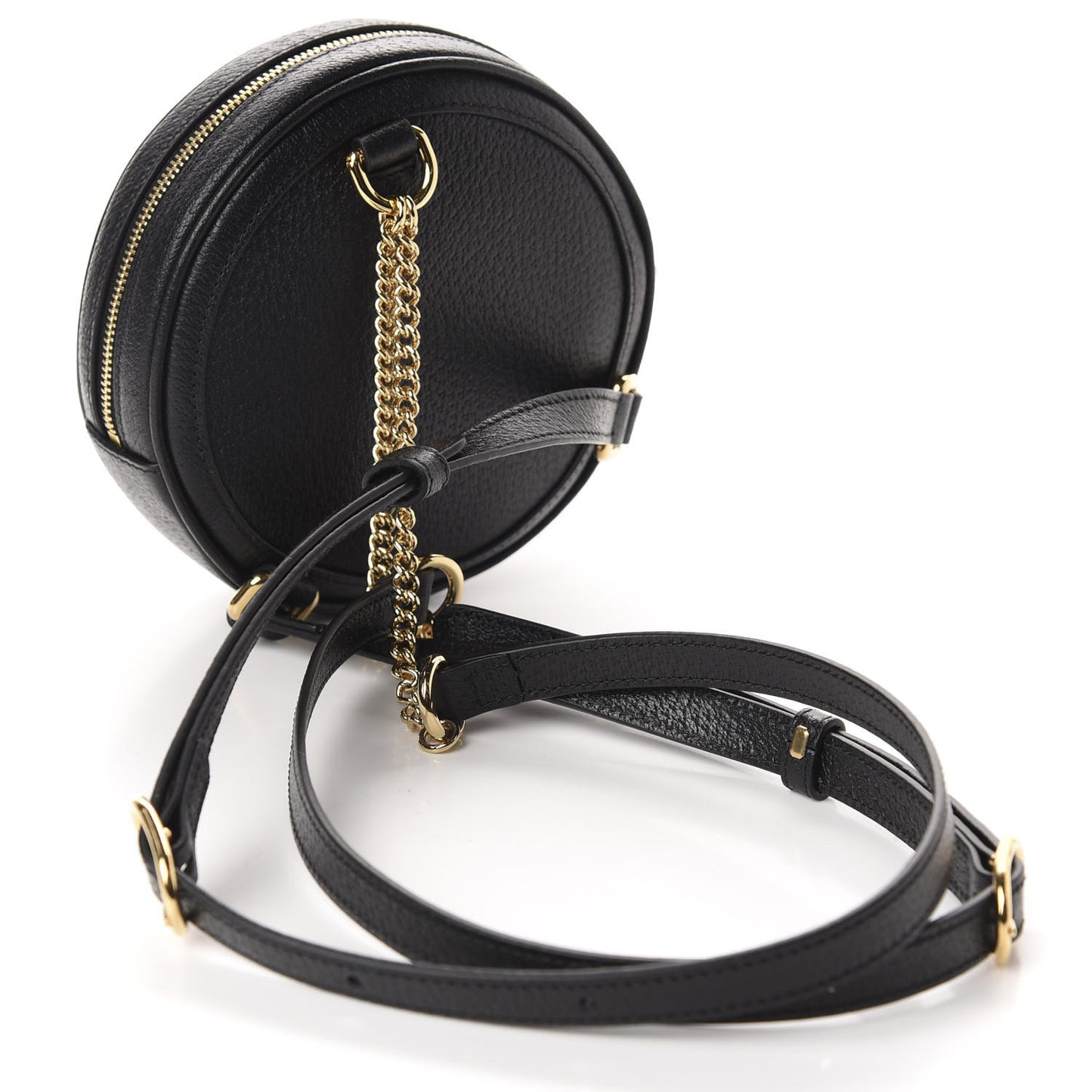 Grained Calfskin Web Mini Ophidia Round Backpack Black