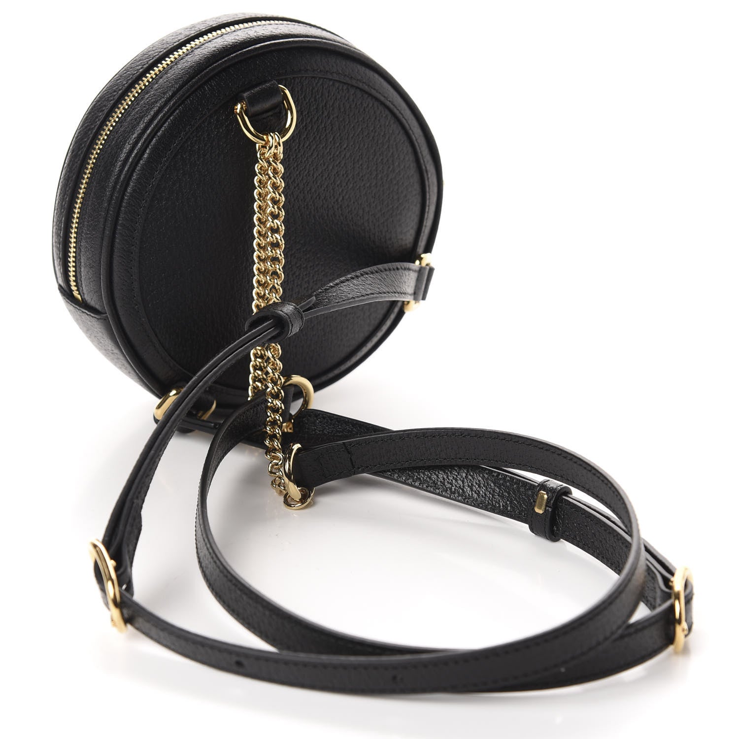 Gucci Grained Calfskin Web Mini Ophidia Round Backpack Black 2 of 10