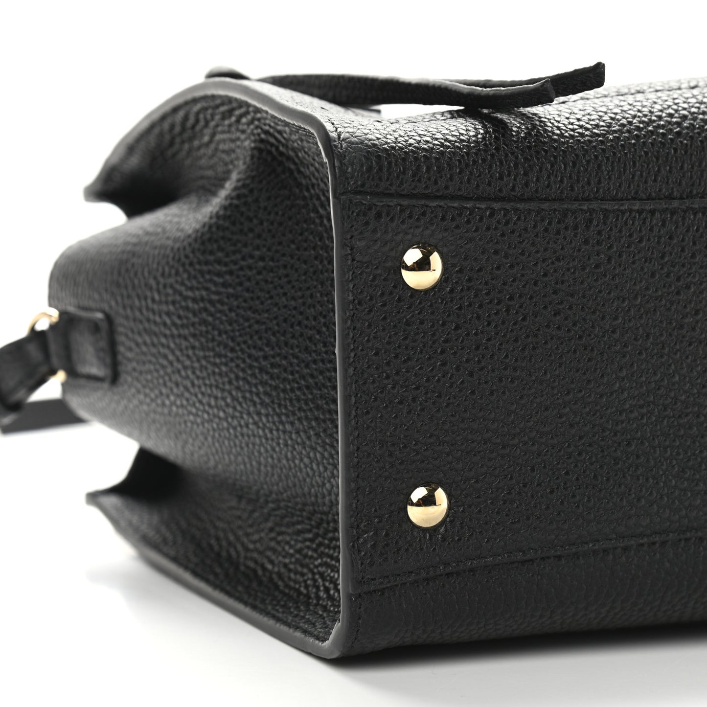 Hammered Calfskin Double Handle Small Amy Tote Black