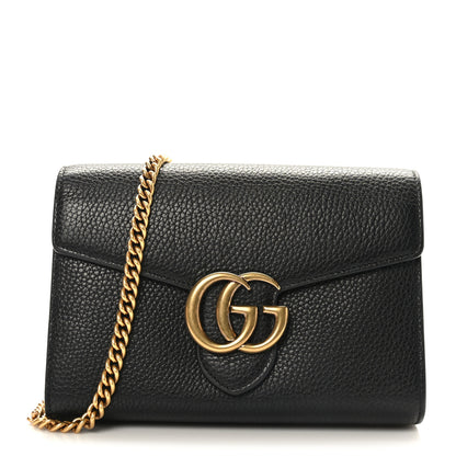 Gucci Calfskin GG Marmont Chain Wallet Black 1 of 8