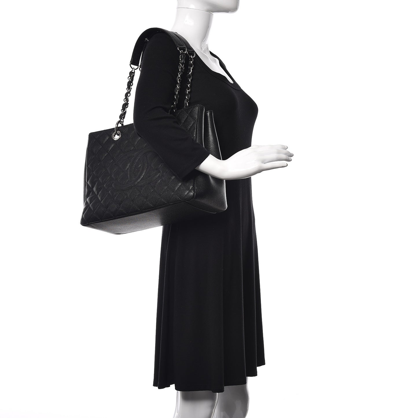 Caviar Quilted Grand Shopping Tote GST Black