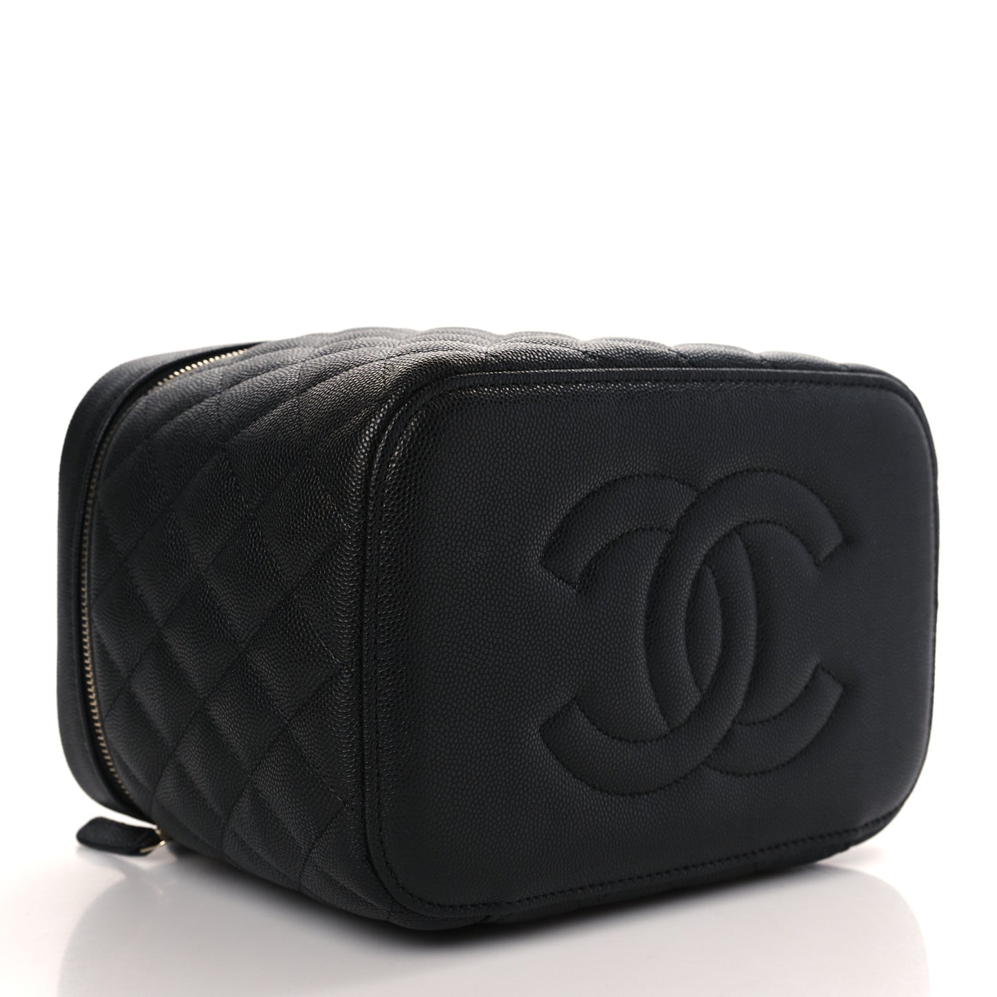 Caviar Quilted Large Vanity Pouch Black