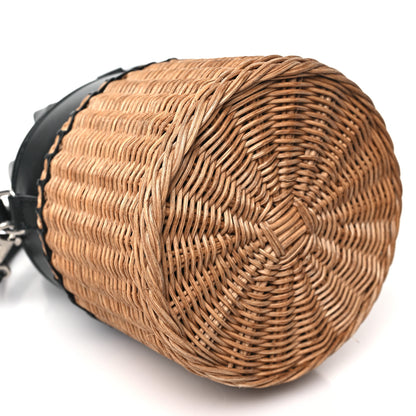 Saint Laurent Calfskin Wicker Small Bahia Bucket Bag Black 9 of 10