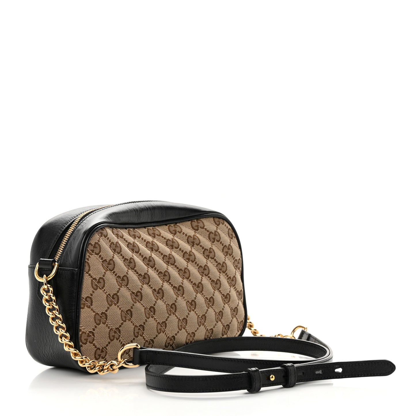 Monogram Matelasse Diagonal Small GG Marmont Chain Shoulder Bag Beige Black
