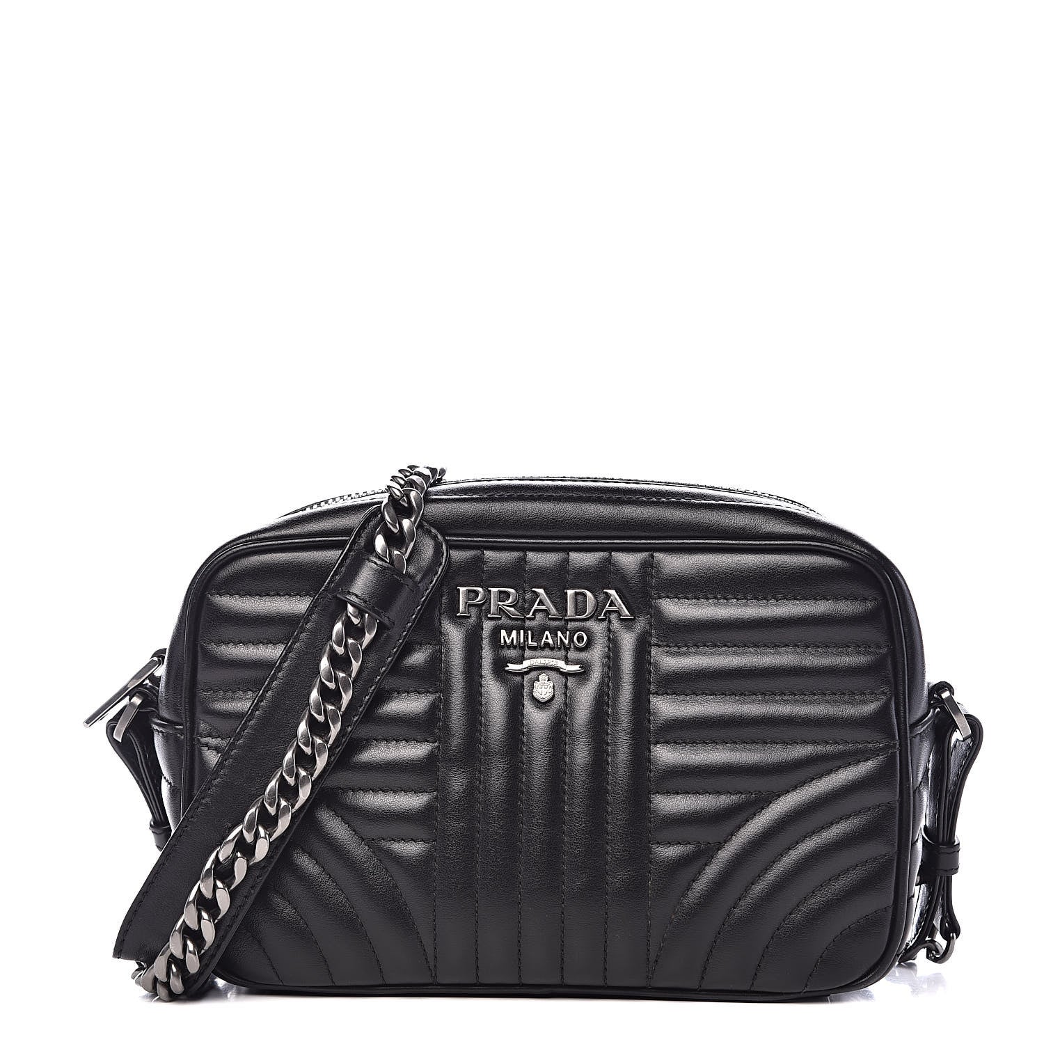 Prada Soft Calfskin Diagramme Crossbody Bag Black 1 of 13