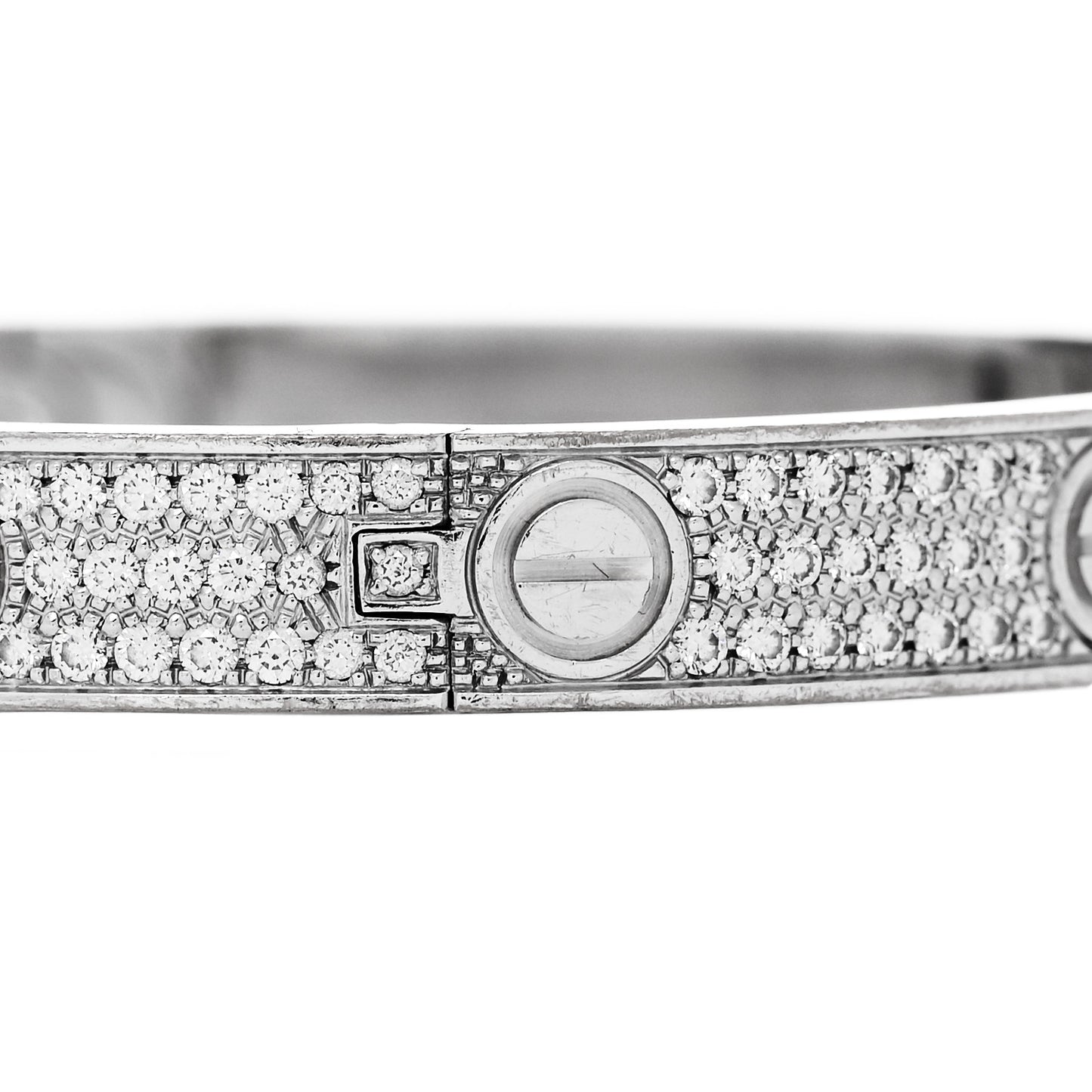 18K White Gold Diamond LOVE Paved Bracelet 18