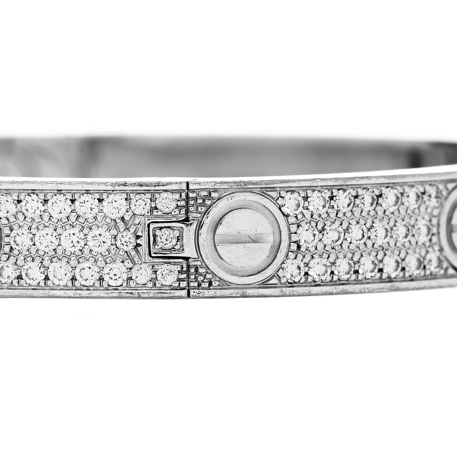Cartier 18K White Gold Diamond LOVE Paved Bracelet 18 4 of 7