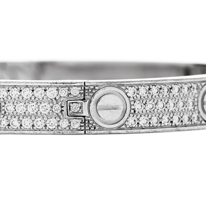 Cartier 18K White Gold Diamond LOVE Paved Bracelet 18 4 of 7