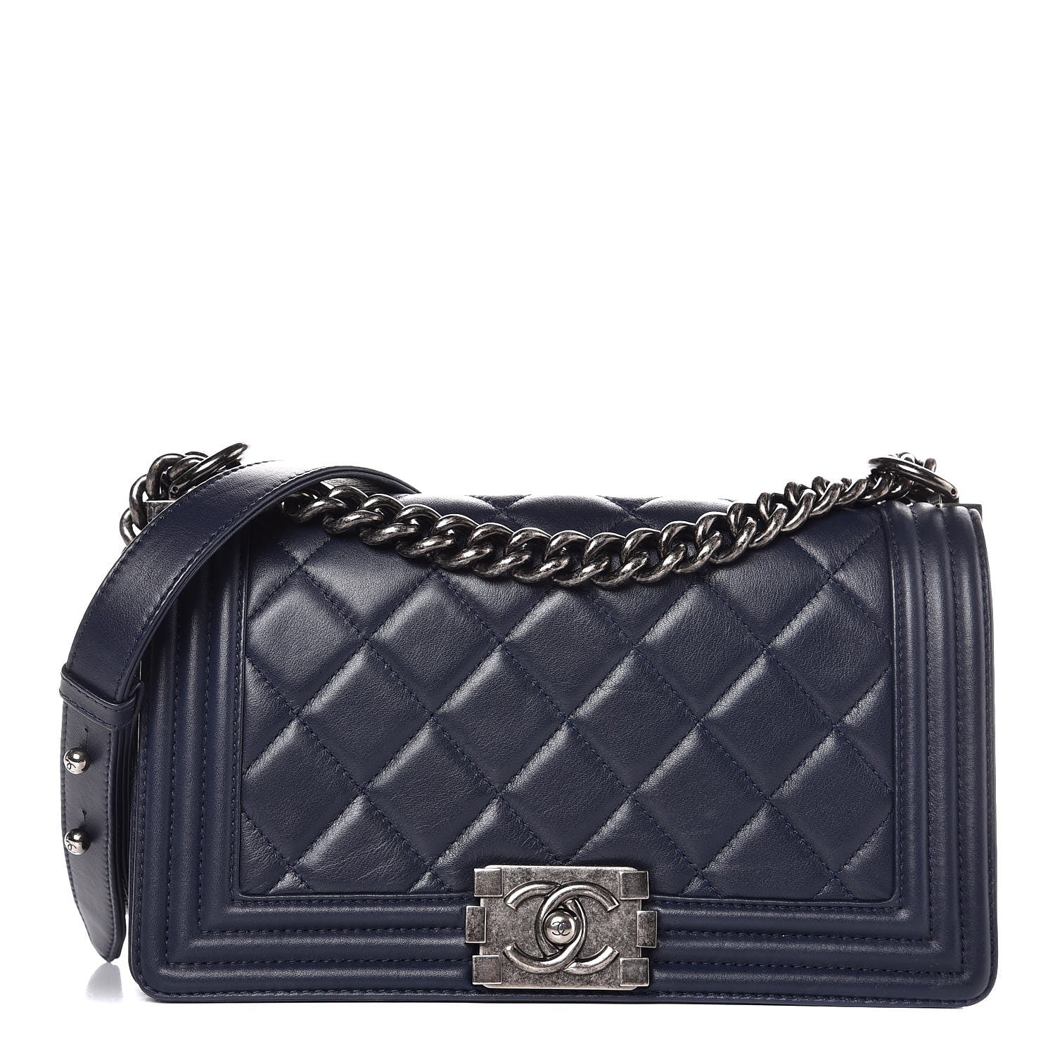Chanel Calfskin Quilted Medium Boy Flap Navy Blue 1 of 11