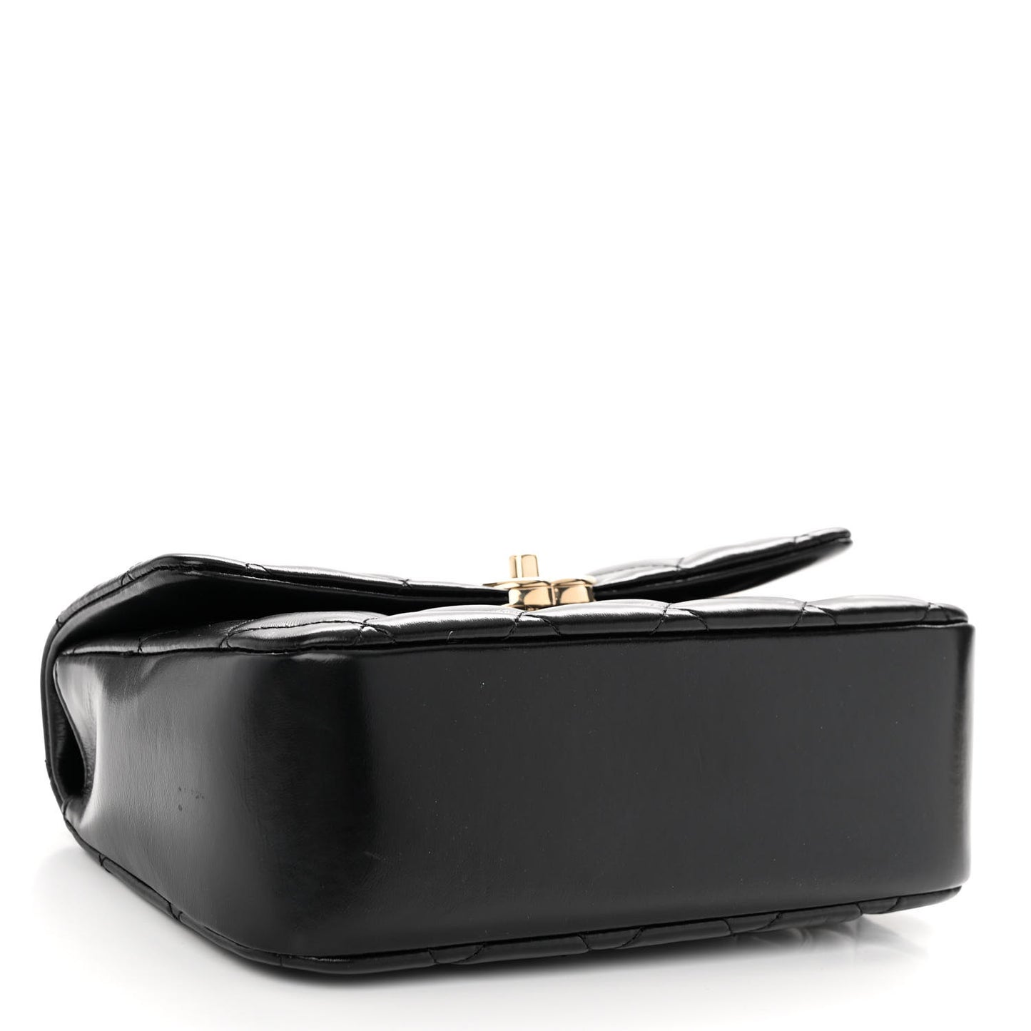 Shiny Lambskin Quilted Coco Trip Flap Bag Black