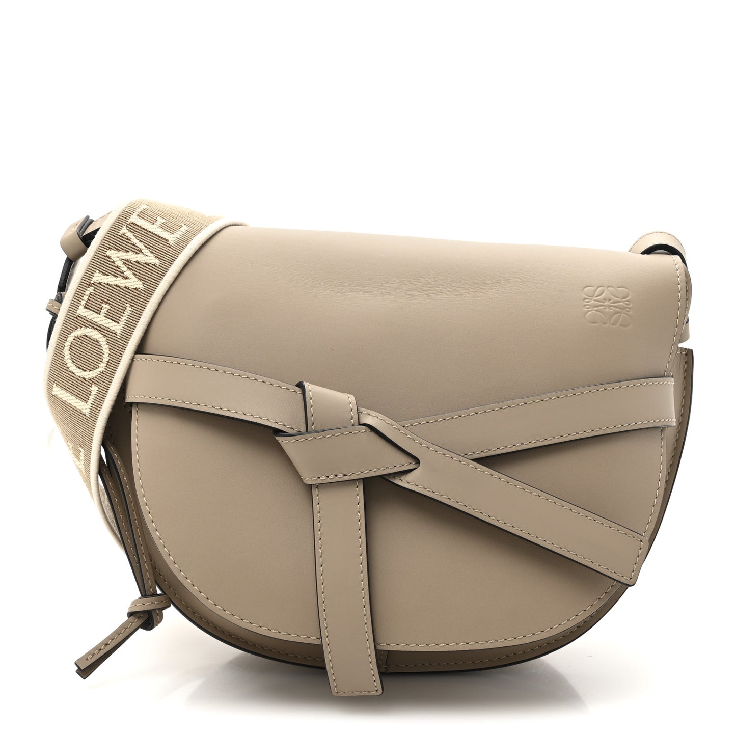Soft Calfskin Jacquard Small Gate Crossbody Bag Sand