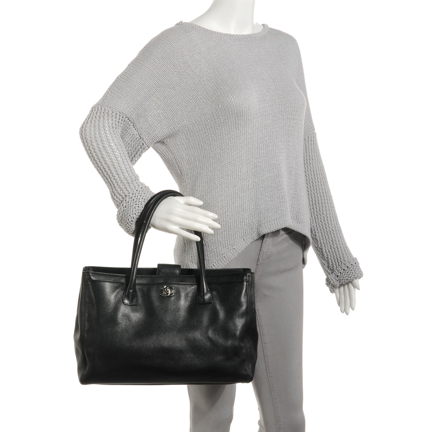 Calfskin Cerf Shopper Tote Black