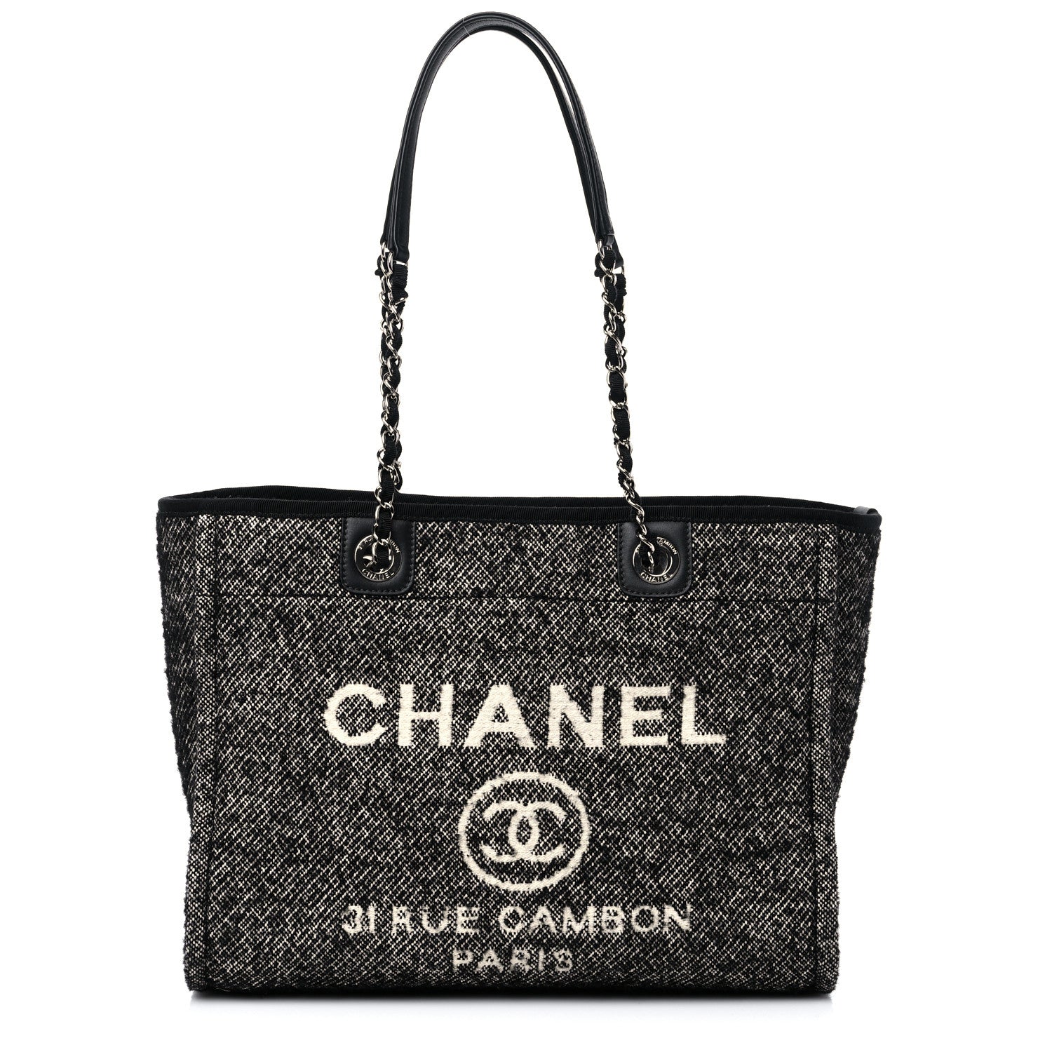 Chanel Mixed Fibers Calfskin Small Deauville Tote Black 1 of 8