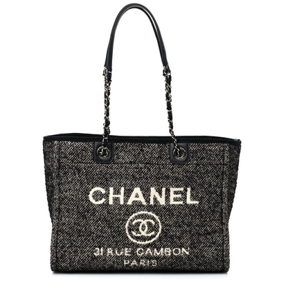 Chanel Mixed Fibers Calfskin Small Deauville Tote Black 1 of 8