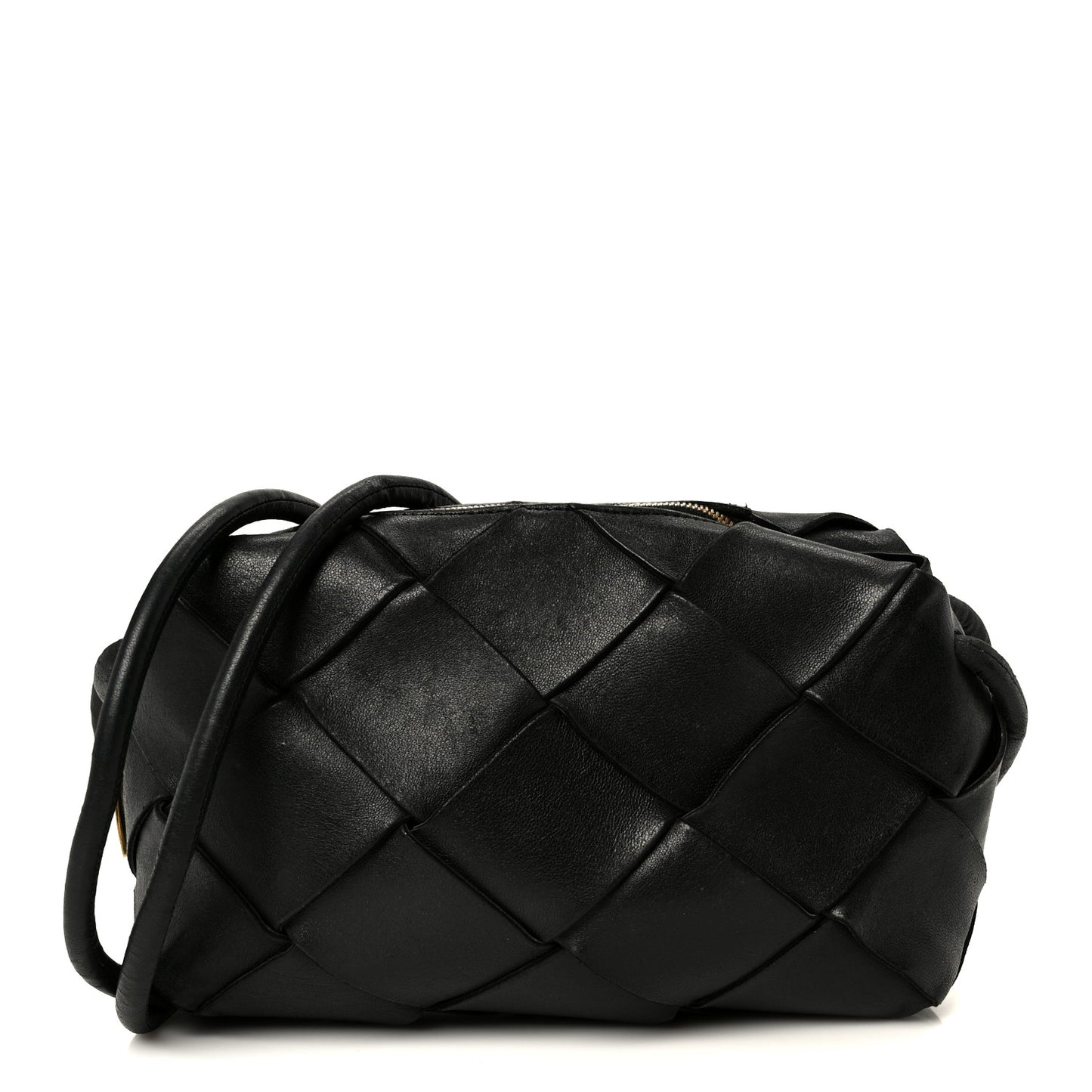 Lambskin Maxi Intreccio Small Cassette Camera Bag Black