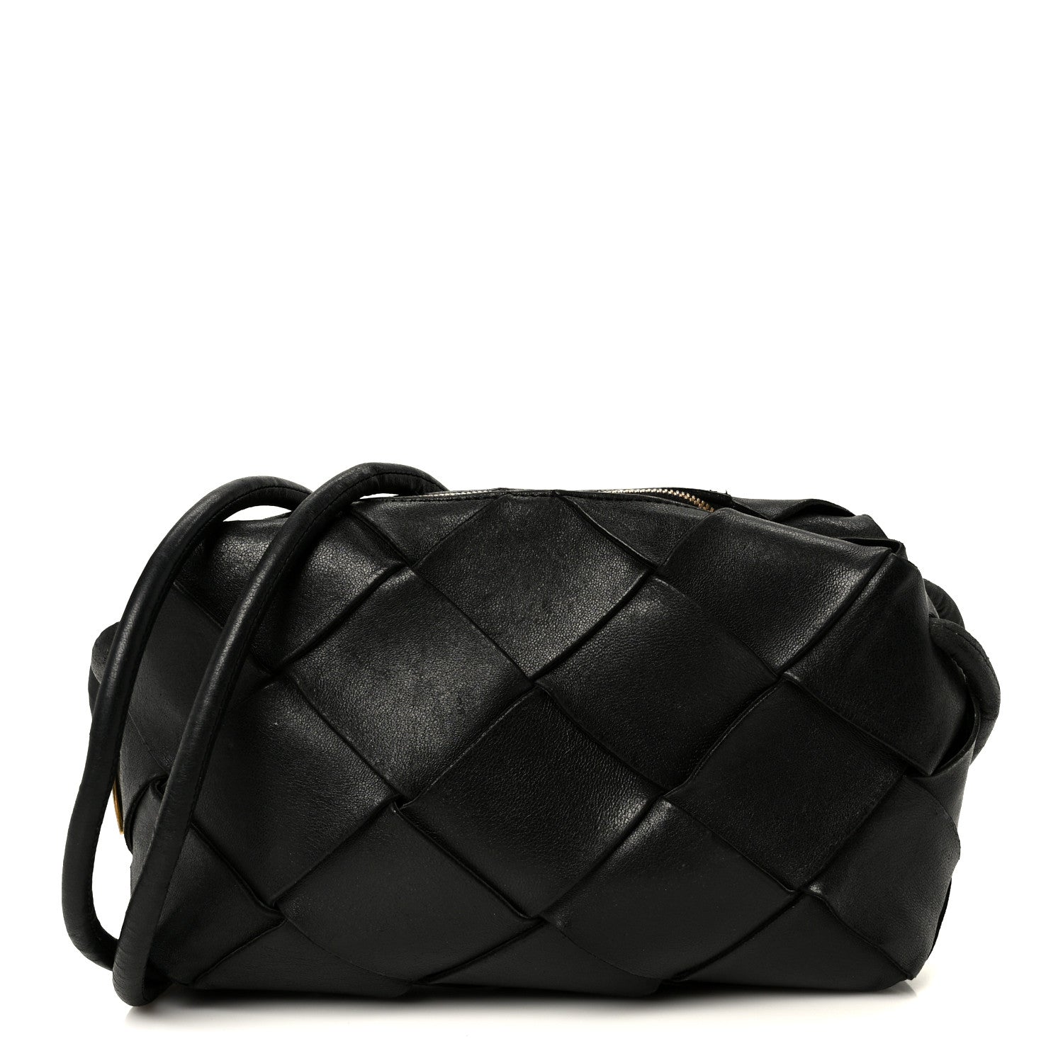Bottega Veneta Lambskin Maxi Intreccio Small Cassette Camera Bag Black 1 of 11