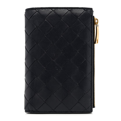 Bottega Veneta Nappa Intrecciato Medium Bifold Zip Wallet Navy 1 of 6