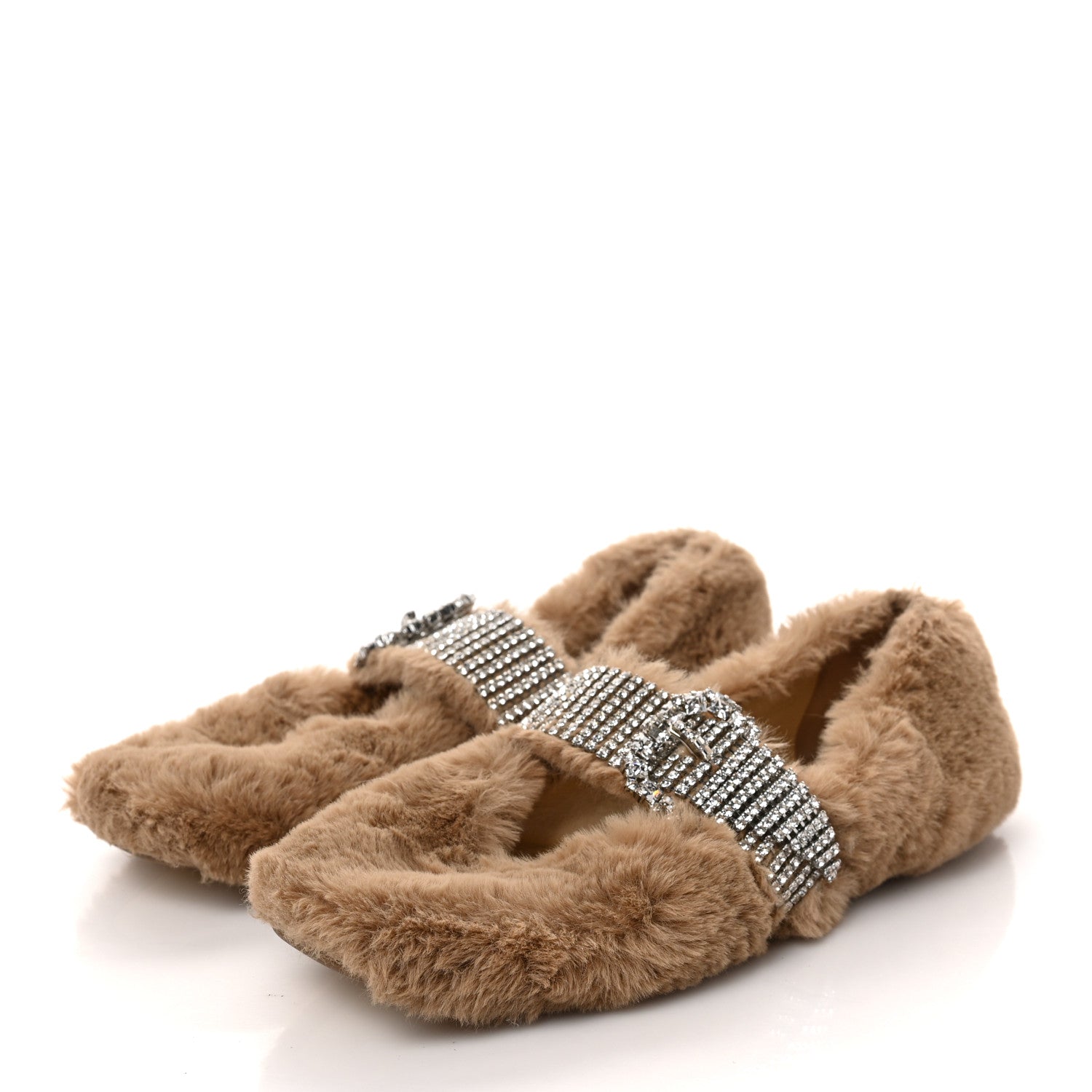 Jimmy Choo Faux Fur Crystal Krista Flats 36 Teddy 3 of 7