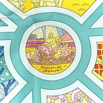 Hermes Silk Flanerie A Versailles Scarf 90 Rose Pale Vert Jaune 7 of 7