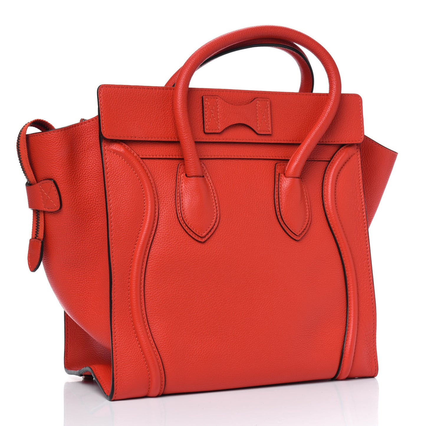 Drummed Calfskin Mini Luggage Coquelicot