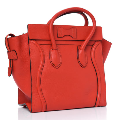Celine Drummed Calfskin Mini Luggage Coquelicot 2 of 4