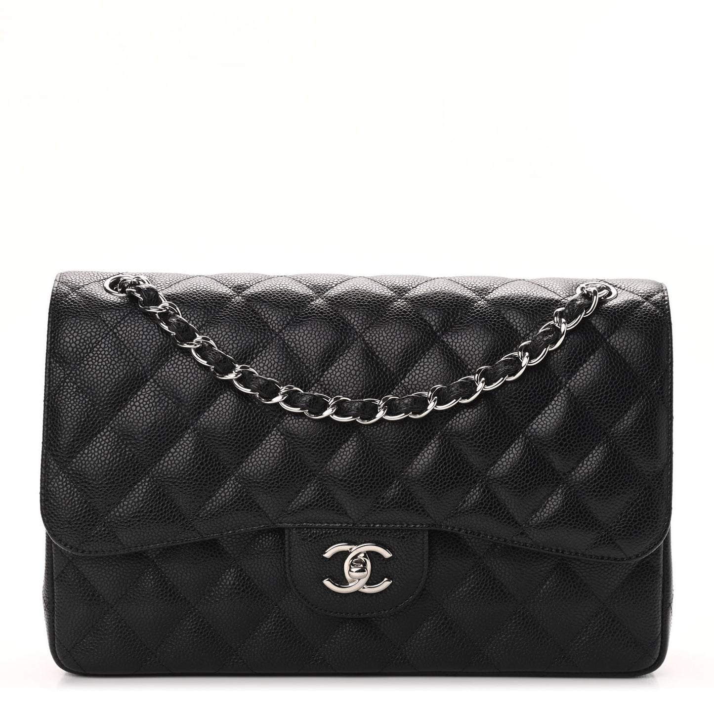 Caviar Quilted Jumbo Double Flap Black