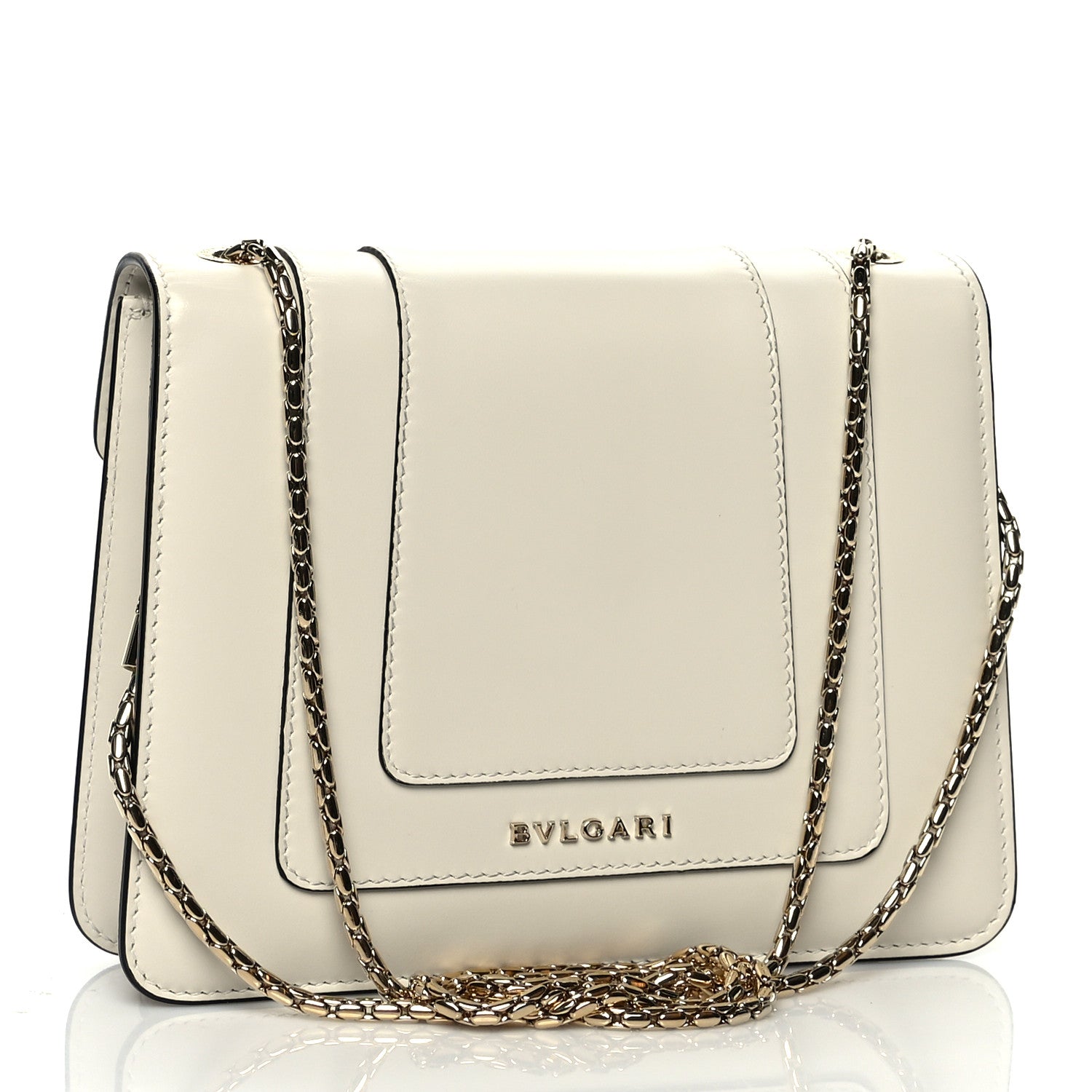 Bulgari Calfskin Small Serpenti Forever Snake Strap Crossbody Bag White Agate 3 of 11