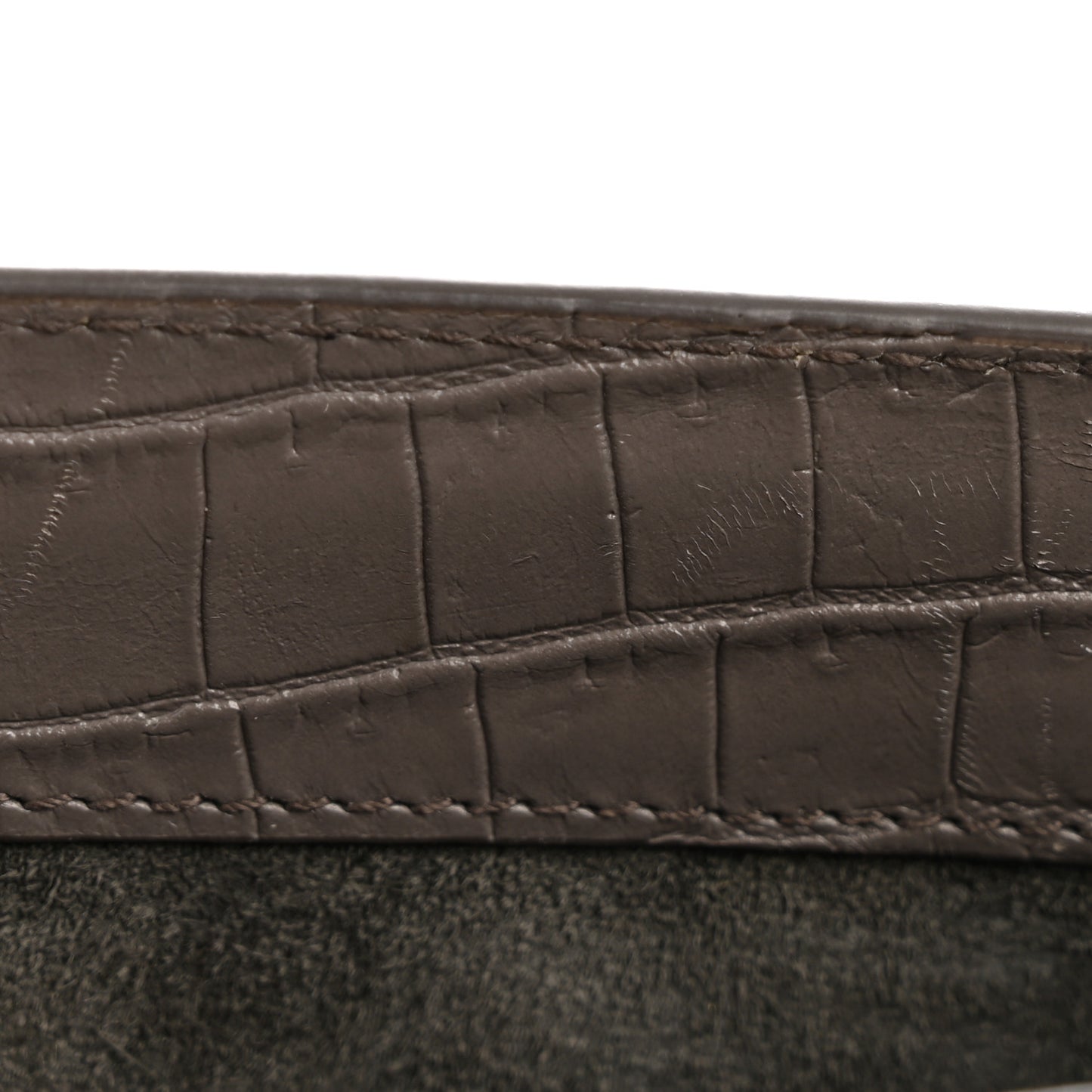 Calfskin Crocodile Embossed Medium Monogram Sunset Fog