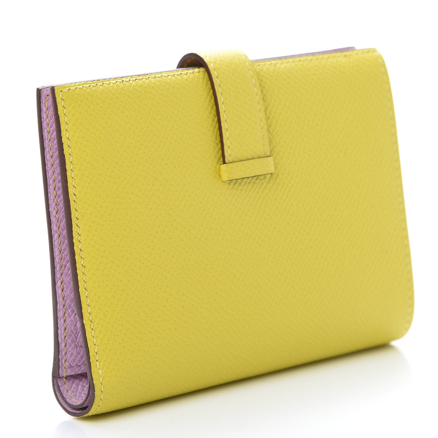 Hermes Epsom Verso Bearn Compact Wallet Lime Mauve Silvestre 3 of 8