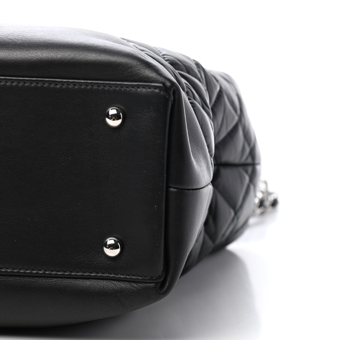Aged Calfskin Quilted Be CC Tote Black