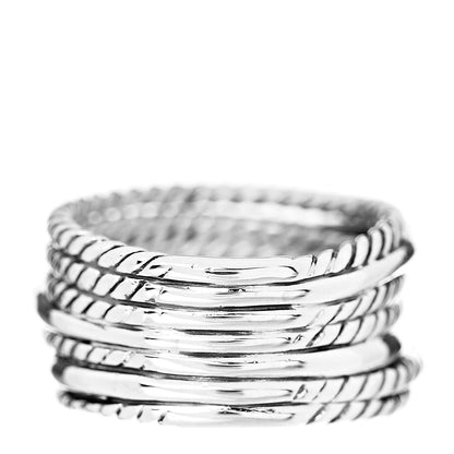 David Yurman Sterling Silver Diamond 12mm Wide Crossover Cable Ring 54 6.75 3 of 4
