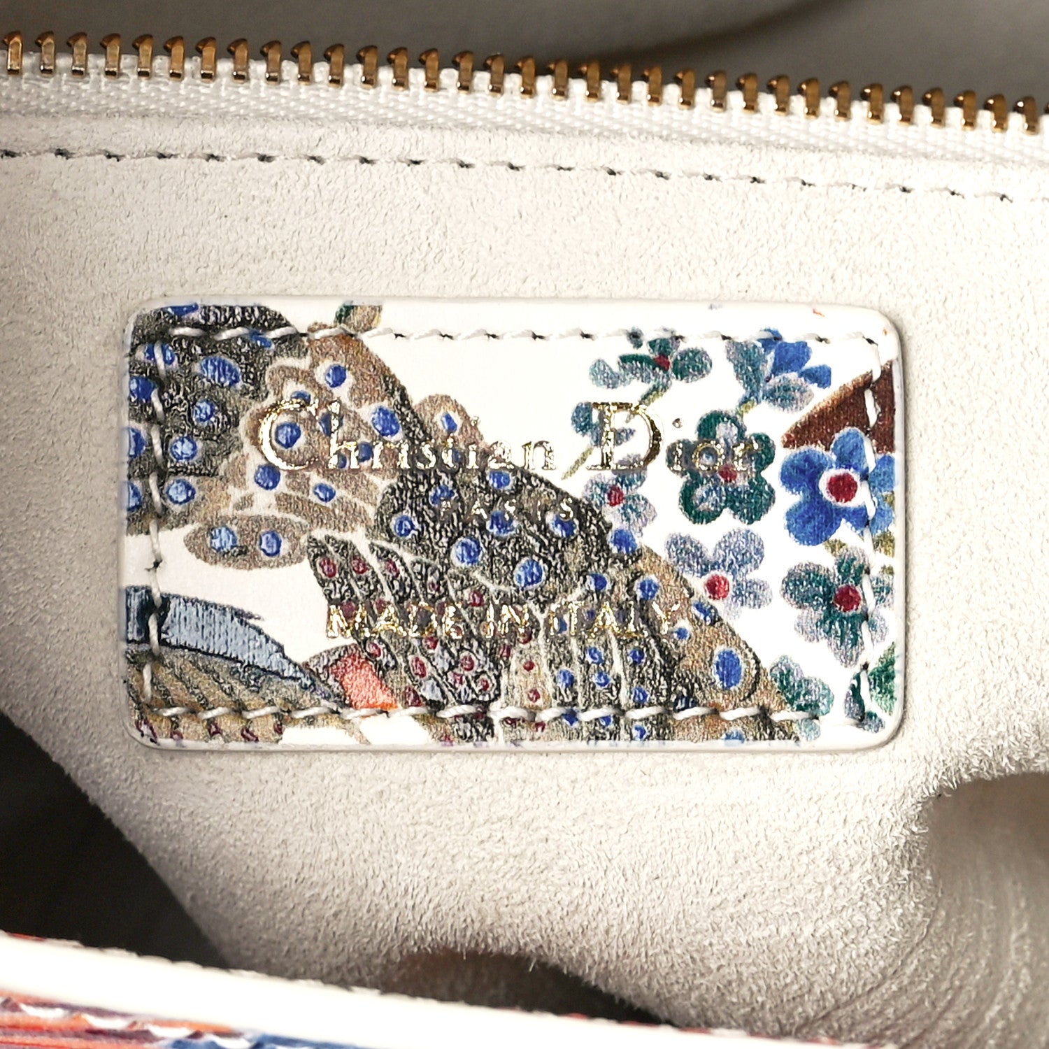 Christian Dior Calfskin Jardin D'Hiver Printed Medium Lady Dior White Multicolor 6 of 11