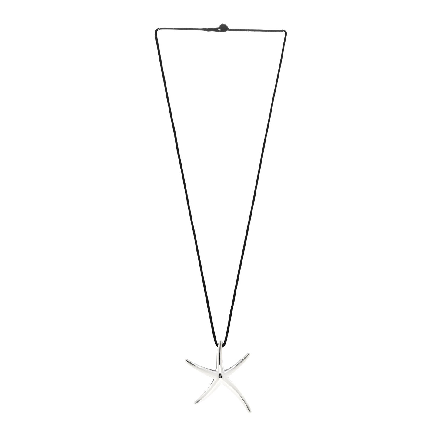 Sterling Silver 42mm Elsa Peretti Starfish Pendant Cord Necklace