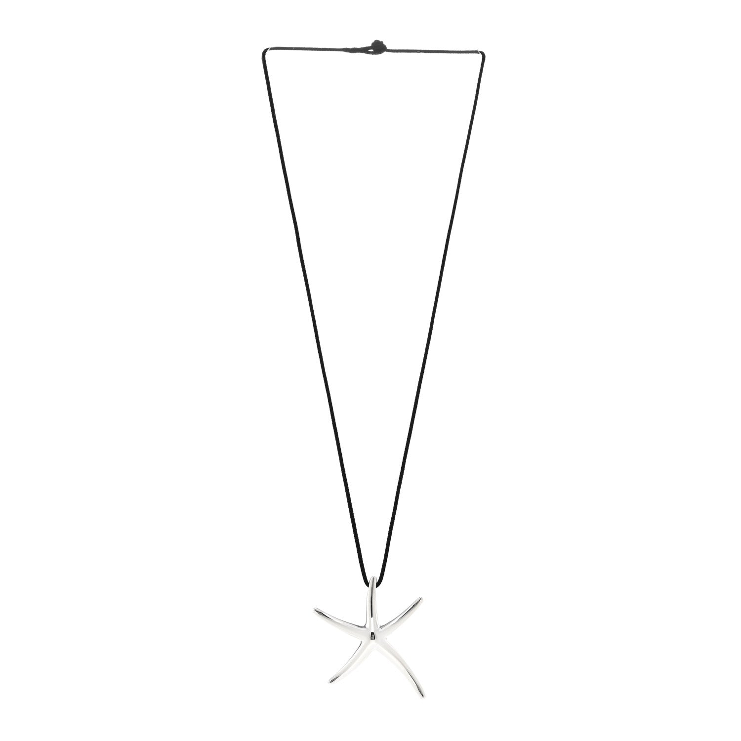 Tiffany Sterling Silver 42mm Elsa Peretti Starfish Pendant Cord Necklace 3 of 5