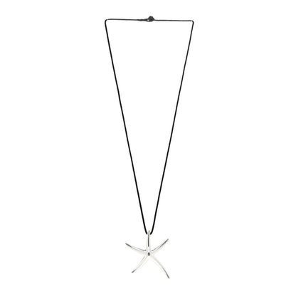Tiffany Sterling Silver 42mm Elsa Peretti Starfish Pendant Cord Necklace 3 of 5