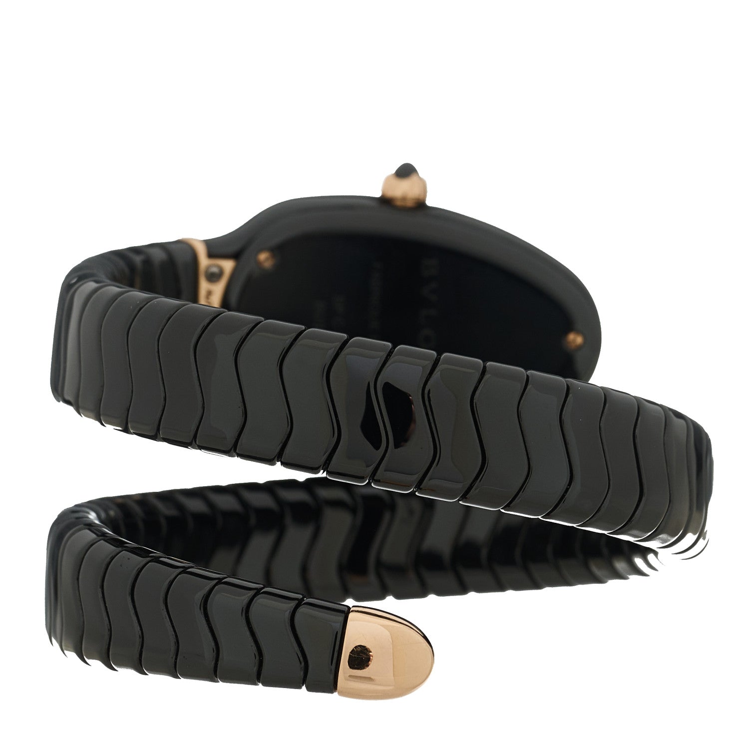 Bulgari 18K Rose Gold Ceramic Diamond Bezel 35mm Serpenti Tubogas Quartz Watch Black 3 of 5