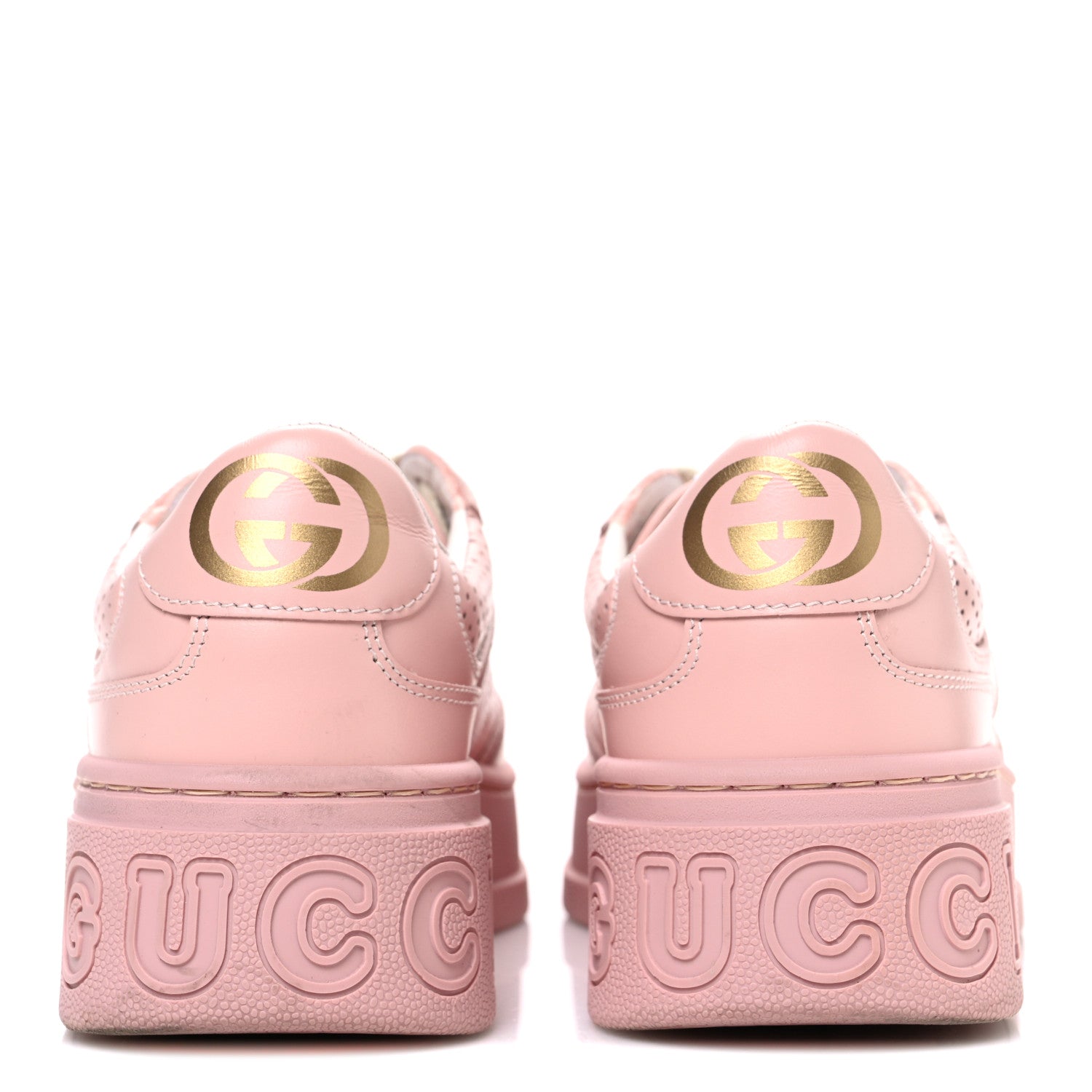 Gucci Calfskin GG Tennis Embossed Womens Platform 55mm Sneakers 35 Powder Pink 6 of 10