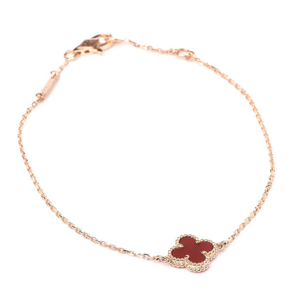 Van Cleef & Arpels 18K Rose Gold Carnelian Sweet Alhambra Bracelet 1 of 6