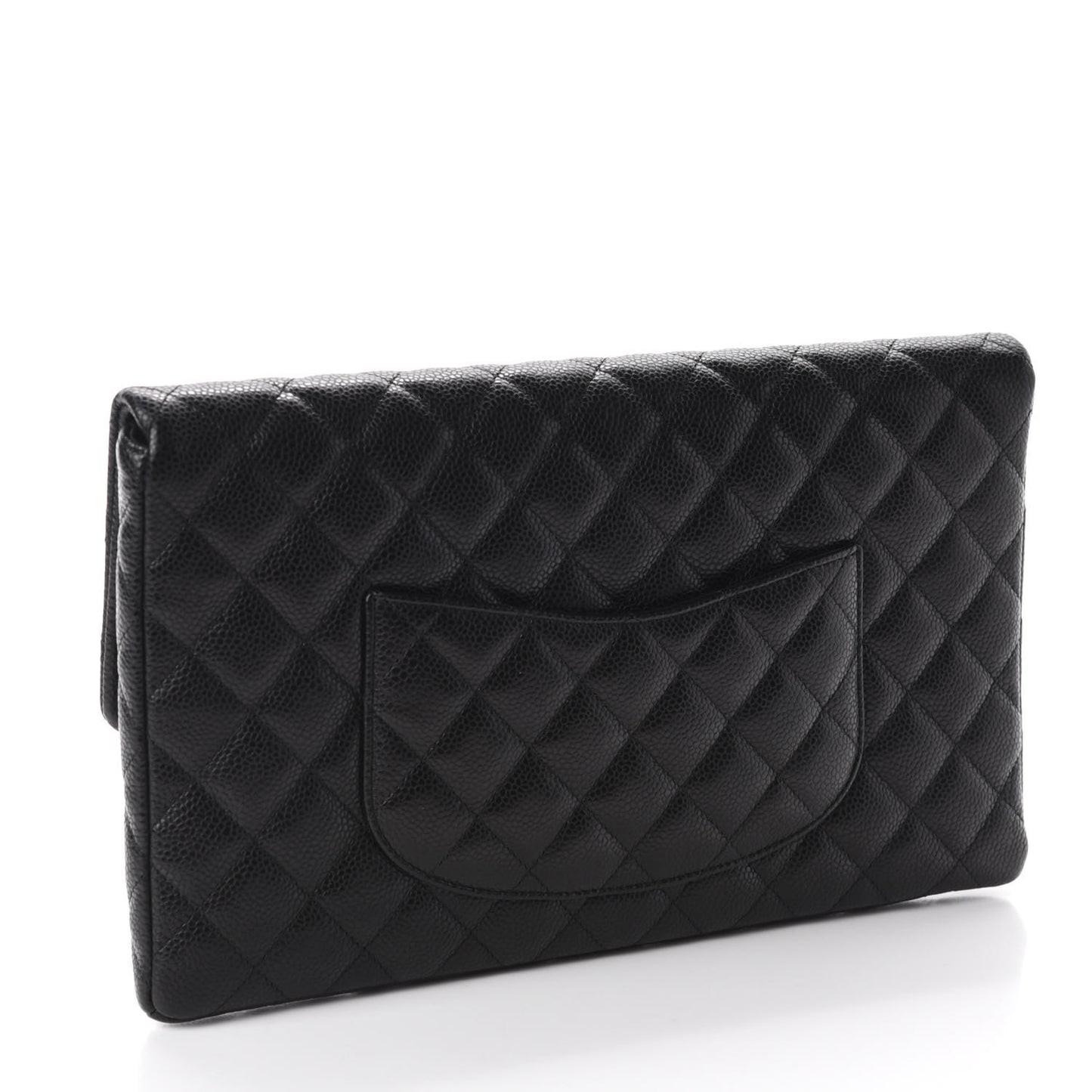 Caviar Quilted Flap Clutch Black